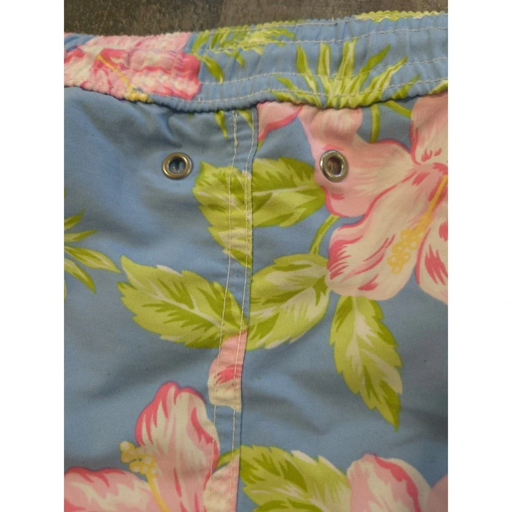 Polo Ralph Lauren Mens XL Blue Pink Hibiscus Floral Tropical Swim Trunks Shorts